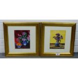 Cathy Gittins Companion pair of coloured prints to include 'My Mum's Asters' and 'Welsh Dai Pant Y