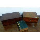 A 19th century mahogany and brass mounted writing box together with another larger and a copy of