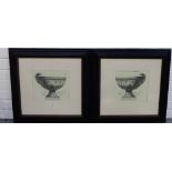 A companion pair of black and white framed prints, in glazed frames, 25 x 23cm, (2)