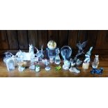 A quantity of glass and ceramic bird and animal figures, to include a Royal Worcester Wren and