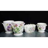 A collection of porcelain planters to include Minton, Haddon Hall and Crown Staffordshire 'Wild