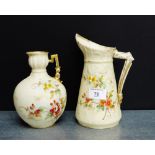 Two Turn, Austrian blush ivory jugs, each painted with delicate floral sprays and with gilt