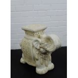 A white glazed pottery elephant verandah stool, 45 x 60cm