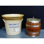 A Buchan Portobello, Jonn Kemp & Co of Musselburgh, stoneware crock, together with an Epns mounted