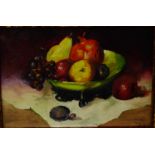 M. Dickson 'Still Life of Fruit in a Bowl' Oil-on-Board, signed and dated 1979, in a gilt wood