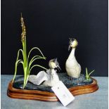 A Border Fine Arts 'Bird and Bull Rush' figure group on a hardwood base, 28cm wide