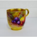 A Royal Worcester fruit patterned porcelain hand painted cup by E.Townsend, with printed backstamps