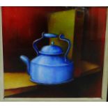 Contemporary School 'Blue Kettle' Mixed Media, in a glazed frame, 38 x 36cm