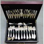 A cutlery canteen containing a suite of contemporary Epns flatware for a twelve place setting