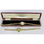 Two vintage 9 carat gold Lady's wristwatches, each a 9 carat gold bracelet strap (2)