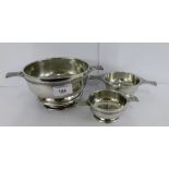 A collection of three Scottish pewter quaich, (3)