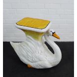 A large pottery Swan garden seat. (a/f)