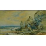 Leopold Rivers 'Flamborough Head' Watercolour, signed and inscribed with a gallery label verso, in a