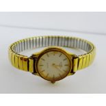 Rotary Lady's gold plated wristwatch on expandable bracelet strap