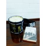 The Cameronians a Concise History hardback book by Trevor Royal, together with a novelty drum ice