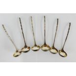 A set of six Epns spiral stem toddy ladles (6) 17cm long