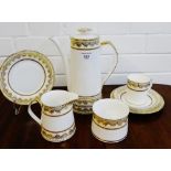 Elizabethan 'Swiss Cottage' patterned bone china coffee set comprising coffee pot, cream jug,