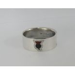 George V silver napkin ring with Scottish hardstone thistle pattern, Birmingham 1924