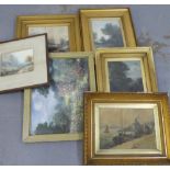 A carton containing a collection of early 20th century watercolours etc., (approx 6)