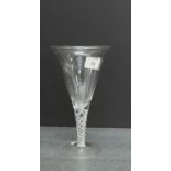 A large spiral stemmed glass on circular foot rim, 19cm high