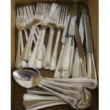 A suite of Viners Epns flatware to include 8 table knives, 8 table forks, 8 knives, 8 forks, 8