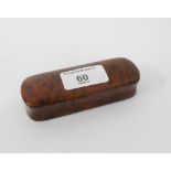Early 19th century Smith of Mauchline burrwood snuff box with rounded ends and lead lined