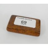 Smith of Mauchline burrwood snuff box, lead lined, 6cm long