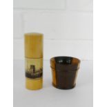View From Protection Hall, Dundee Mauchline Ware cylindrical box and cover together with a