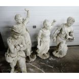 Set of four composition stone figures Emblematic of the Seasons, Circa. 20th century, largest 109 cm