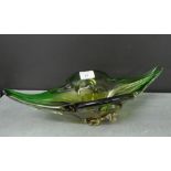 Green Art glass bowl, 37cm long