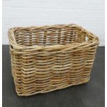 A large rectangular wicker basket, 52 x 76cm