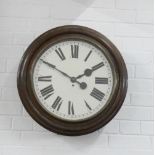 Large mahogany framed circular wall clock with Roman numerals , 56cm