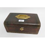 Leather covered box with gilt metal handle to top, 25cm long
