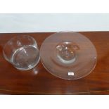 Two contemporary clear glass bowls, (2)