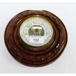 Mahogany framed circular wall barometer, 19cm diameter