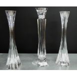 A pair of Tipperary crystal candlesticks and another (3) tallest 30cm high