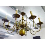 Brass metal Dutch style eight-branch ceiling light