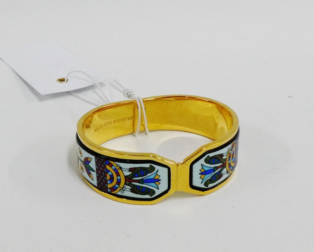 Michaela Frey Team gold plated and hinged bangle with enamel panels