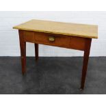 Early 20th century oak table with a single frieze drawer, (a/f) 75 x 103cm