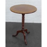 Mahogany occasional table on bobbin turned column and tripod base, 70 x 48cm