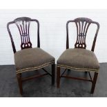Pair of 19th century mahogany framed side chairs, with carved top rail over vertical splat backs and