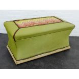 Victorian upholstered pine Ottoman of Sarcophagus form, 44 x 92cm
