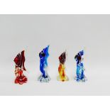 Four glass coloured Murano style fish, tallest 18cm, (4)