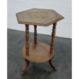 An early 20th century hexagonal side table with inlaid star motif to top, 77 x 50cm