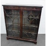 Mahogany bookcase, the rectangular top over a pair of astragal glazed doors with a shelved interior,