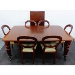 Victorian mahogany extending dining table, with an extra leaf, together with a set of six mahogany