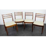 Set of four teak ladderback chairs on turned tapering supports, 84 x 46cm, (4)