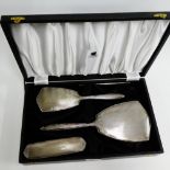 Mappin and Webb silver backed dressing table brush set comprising mirror, hair brush, clothes