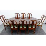 American cherrywood Queen Anne style dining suite comprising extending table with extra leaf and