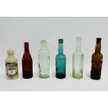 Collection of vintage glass and stoneware bottles to include a 'Viscum of Plymouth' ginger beer